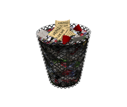 Second Life Marketplace - Small Office Trash Can full of Trash